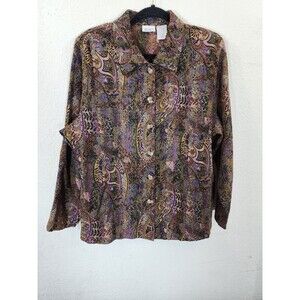 KORET Womens 20W Tapestry Jacket Shirt Paisley Boho Art to Wear Shoulder Pads